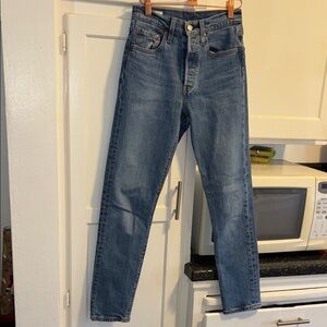 Levi's 501 high-rise button fly skinny jeans, size 25